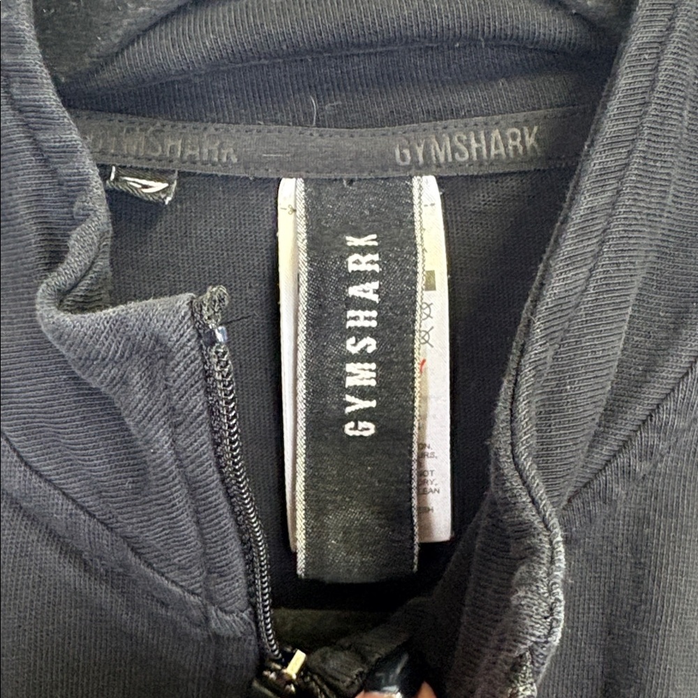 Gymshark black cropped cinch adjustable waist long-sleeve top/Quarter zip/ Sz XL - Picture 2 of 8